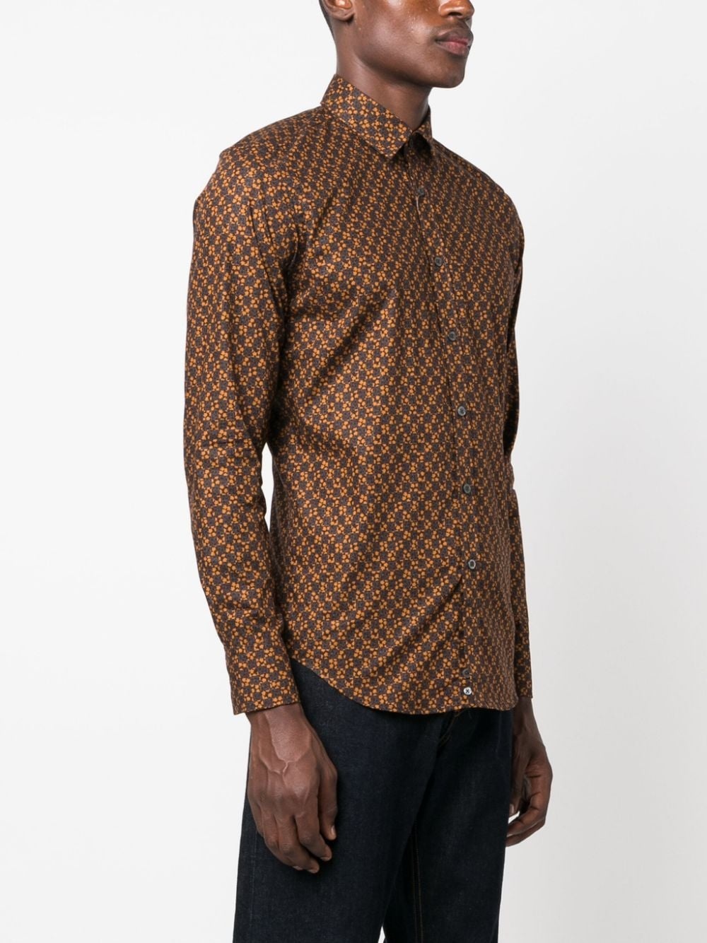 leaf-print cotton shirt - 3