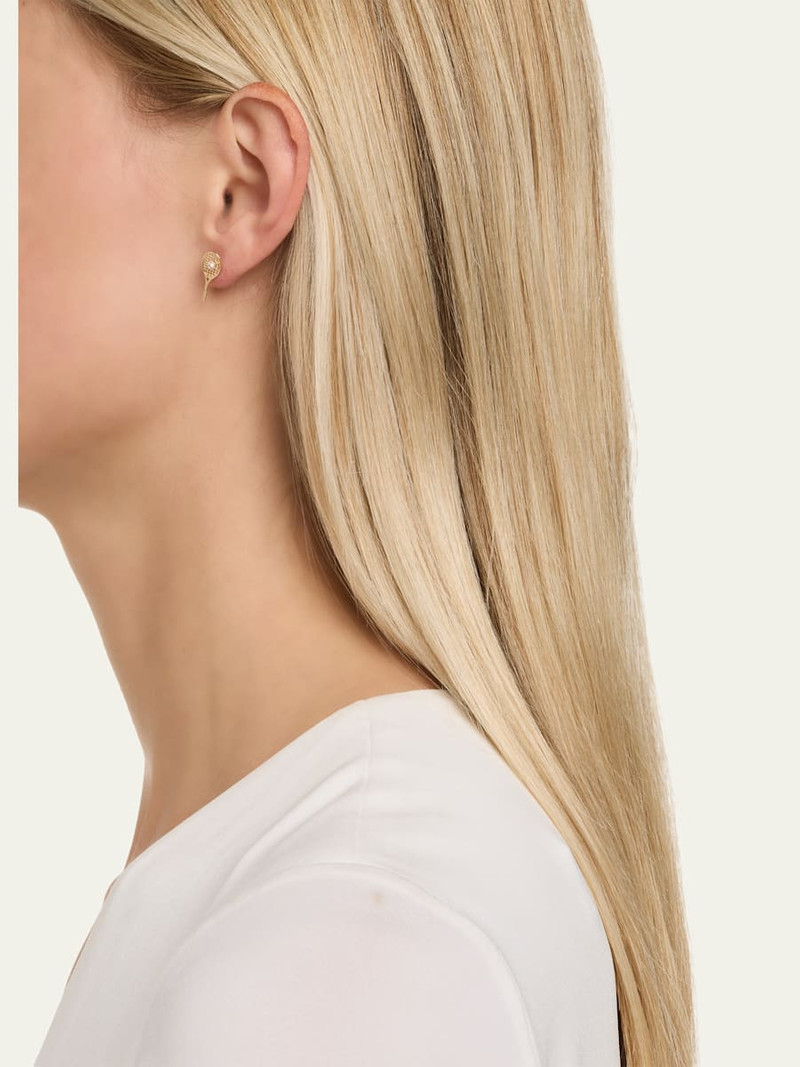 SYDNEY EVAN 14K Yellow Gold Diamond Tennis Racquet Earring, Single outlook