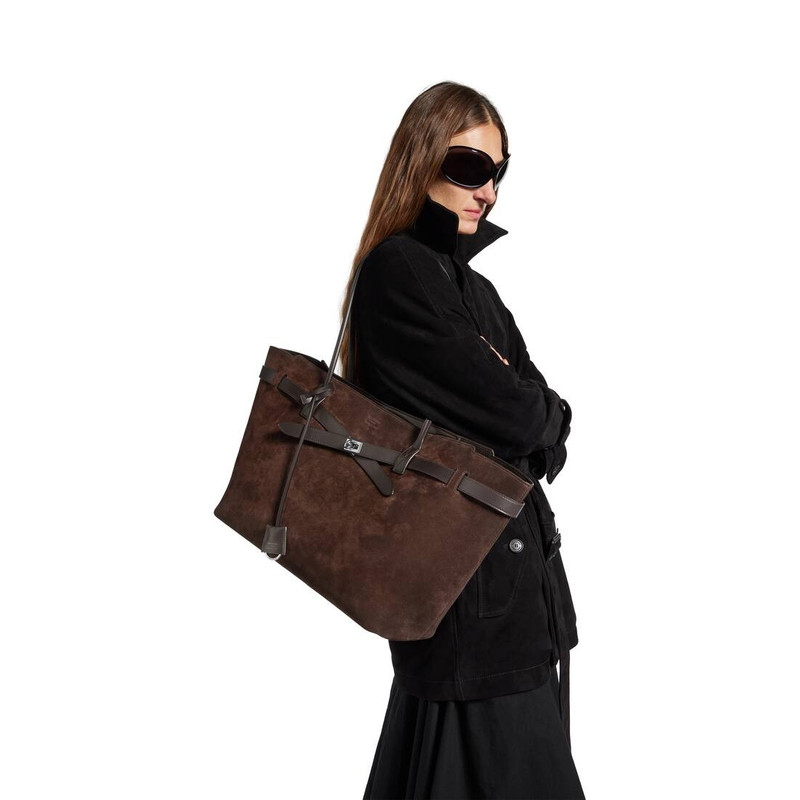 BALENCIAGA Women's Bel Air Tote Bag Large in Light Espresso outlook