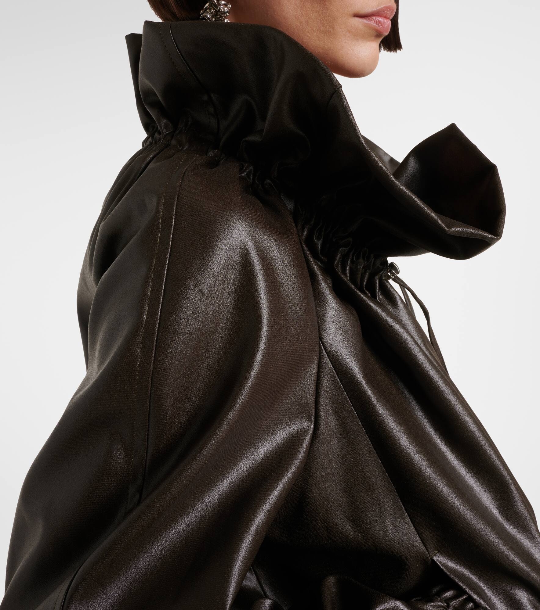 Cocoon gathered satin blouson - 5