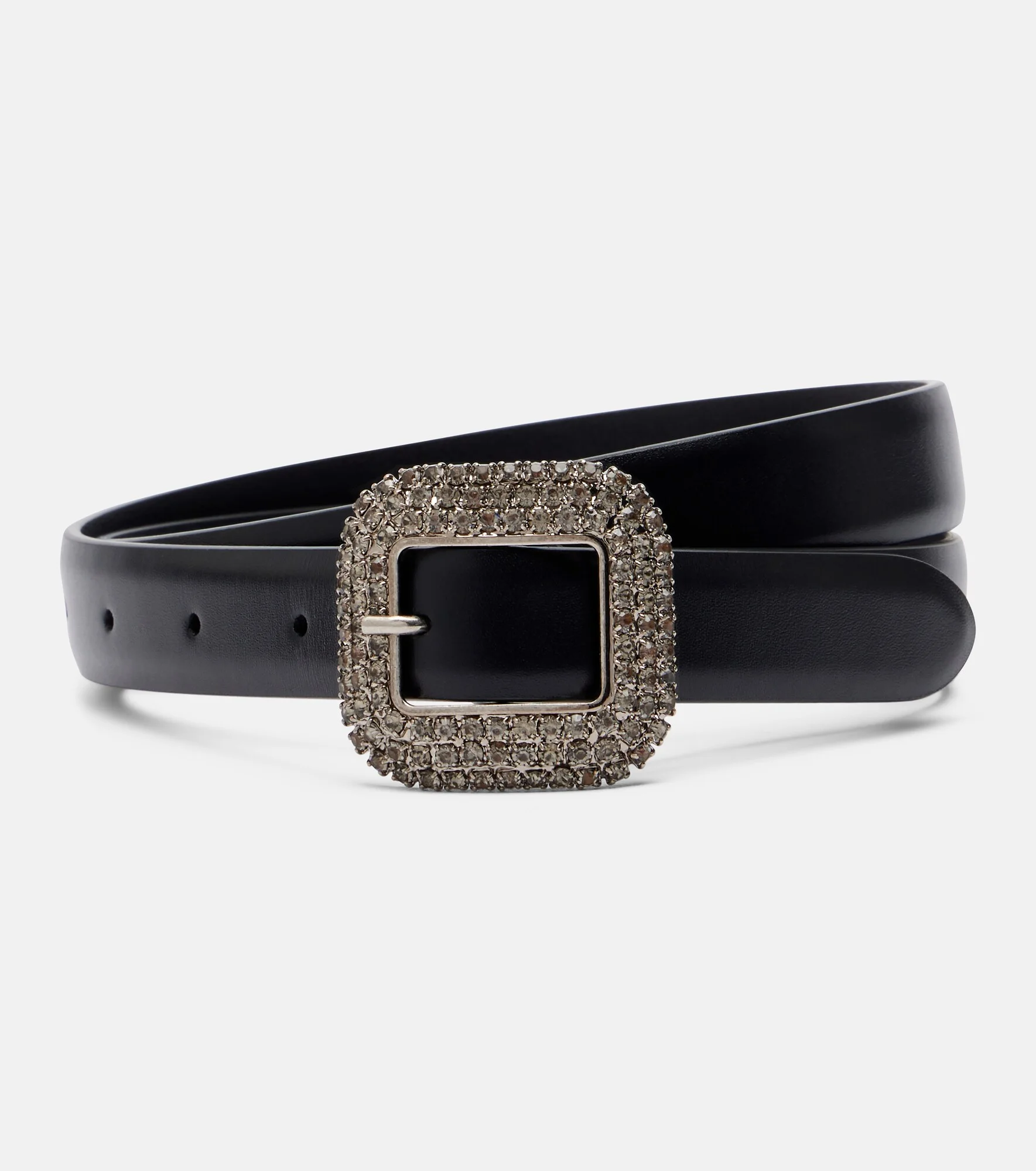 Crystal-embellished leather belt - 1