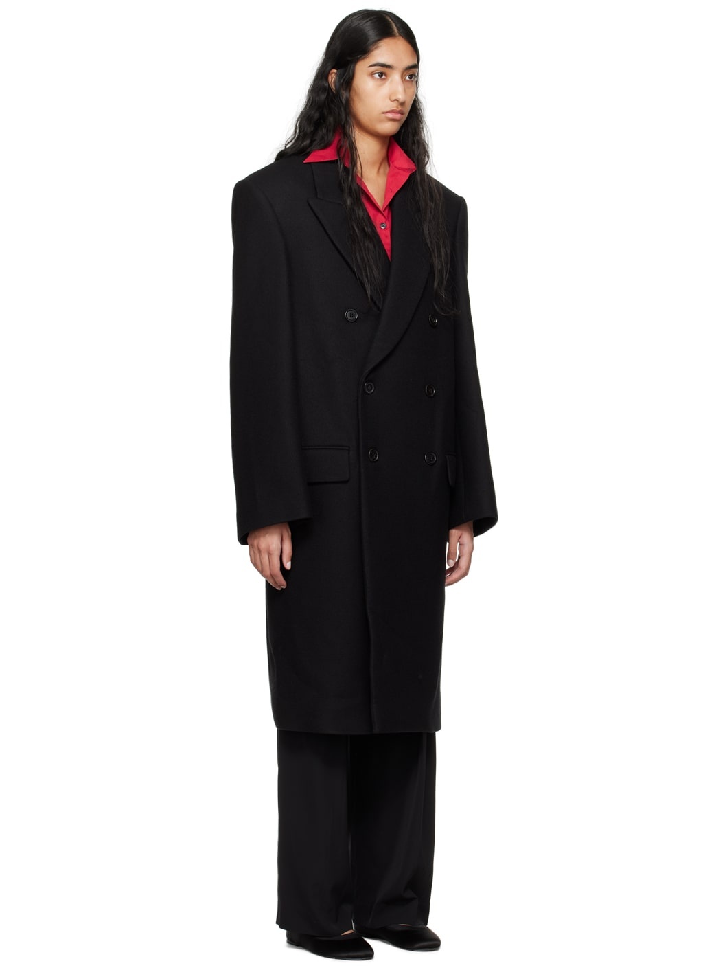 Black Hailey Bieber Edition Double-Breasted Coat - 2