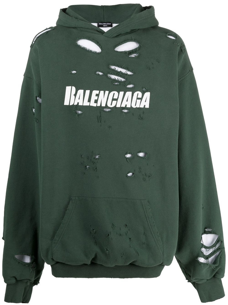 destroyed logo hoodie - 1