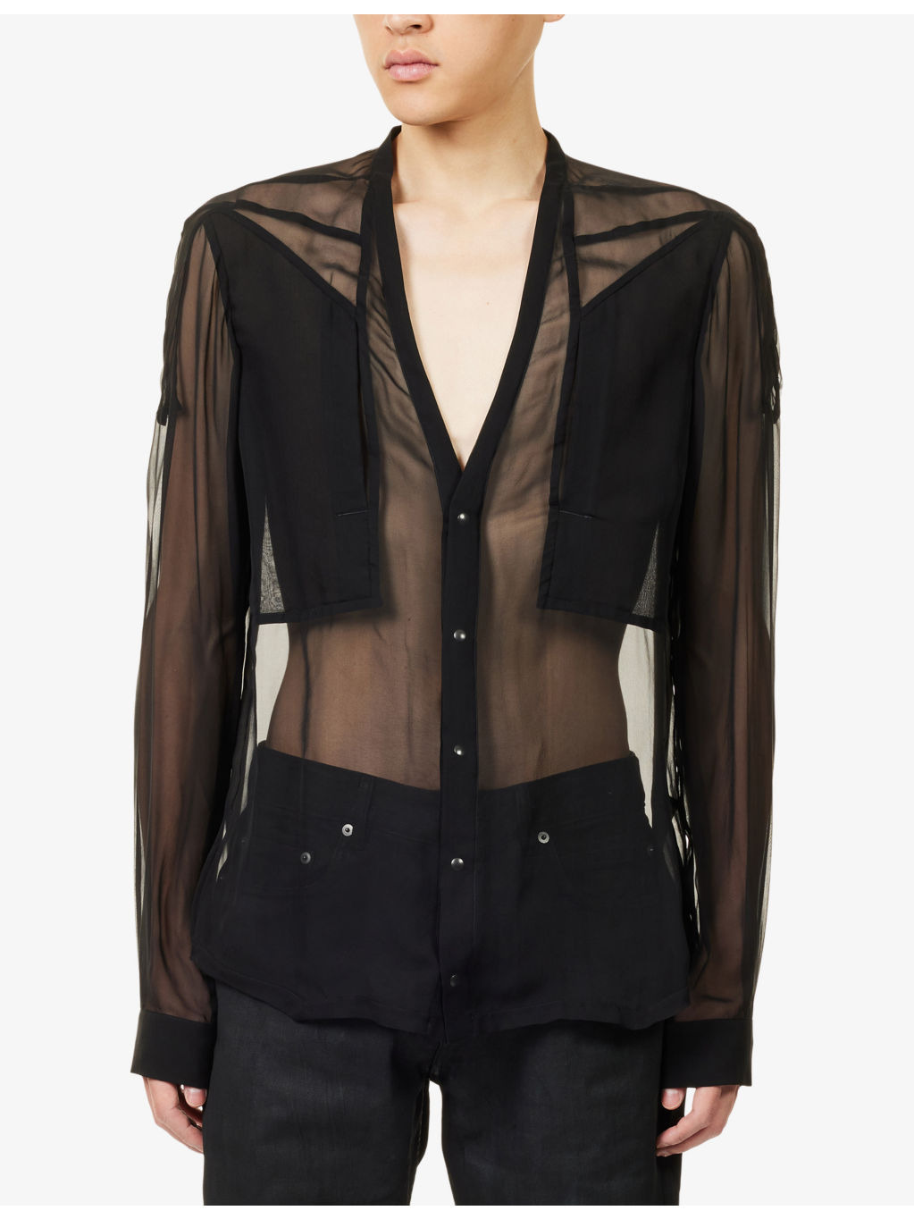 Girded Larry Sheer Silk Shirt - 3