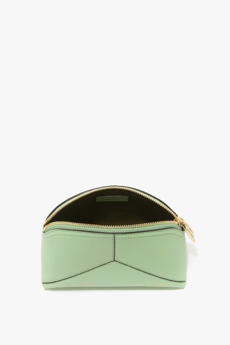 Victoria Mini Wash Bag In Jade Grained Leather 7