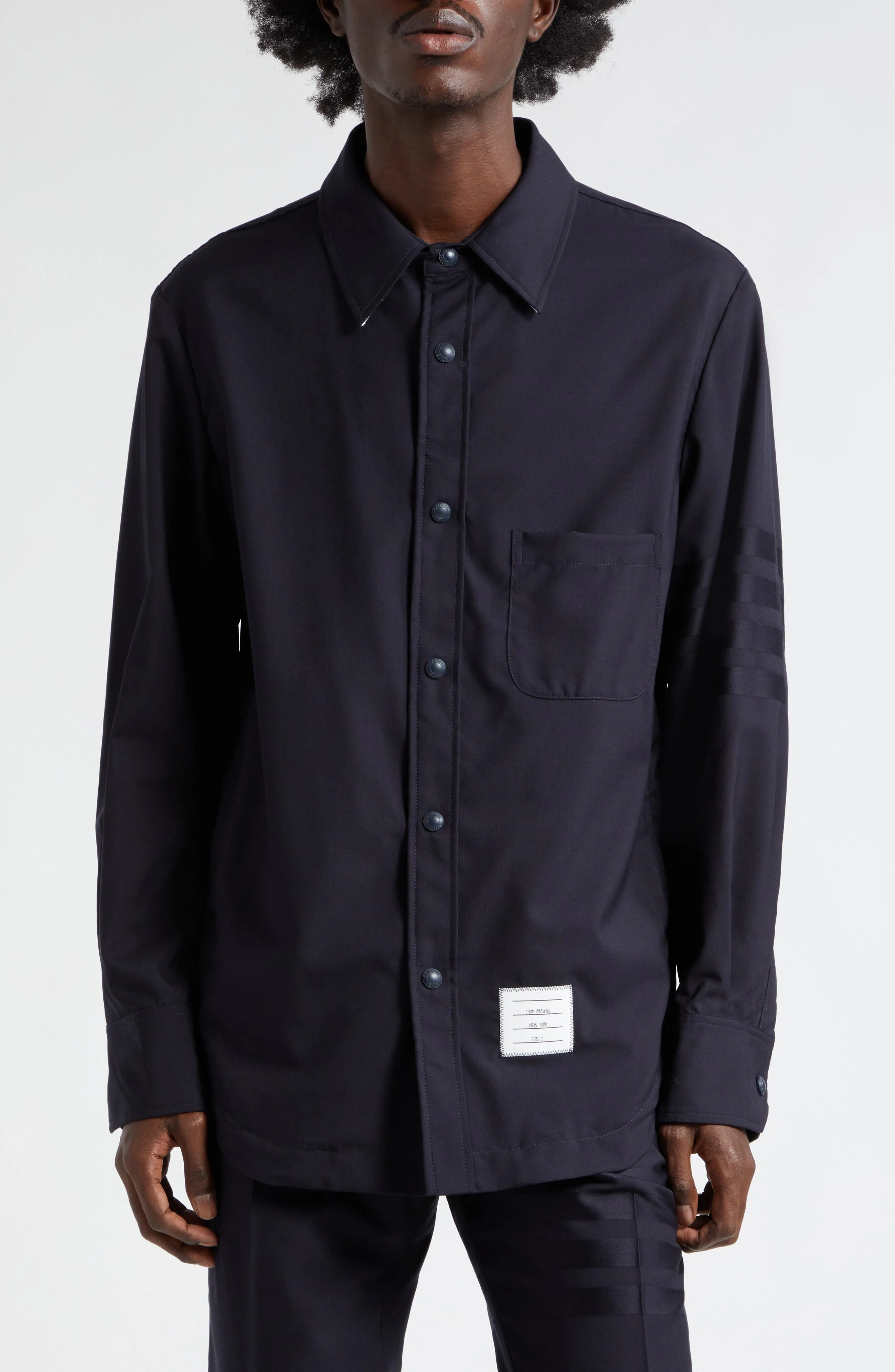 Four-Bar Slim Fit Wool Shirt - 1