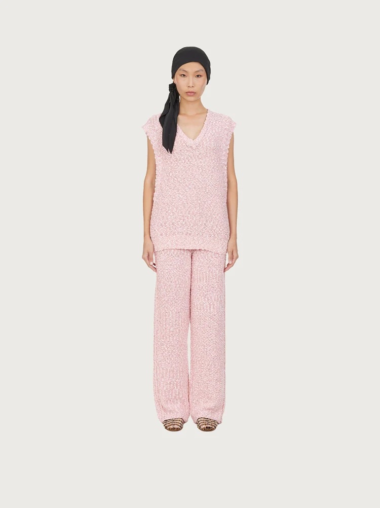 COTTON BOUCLÉ KNITTED PANTS - 3