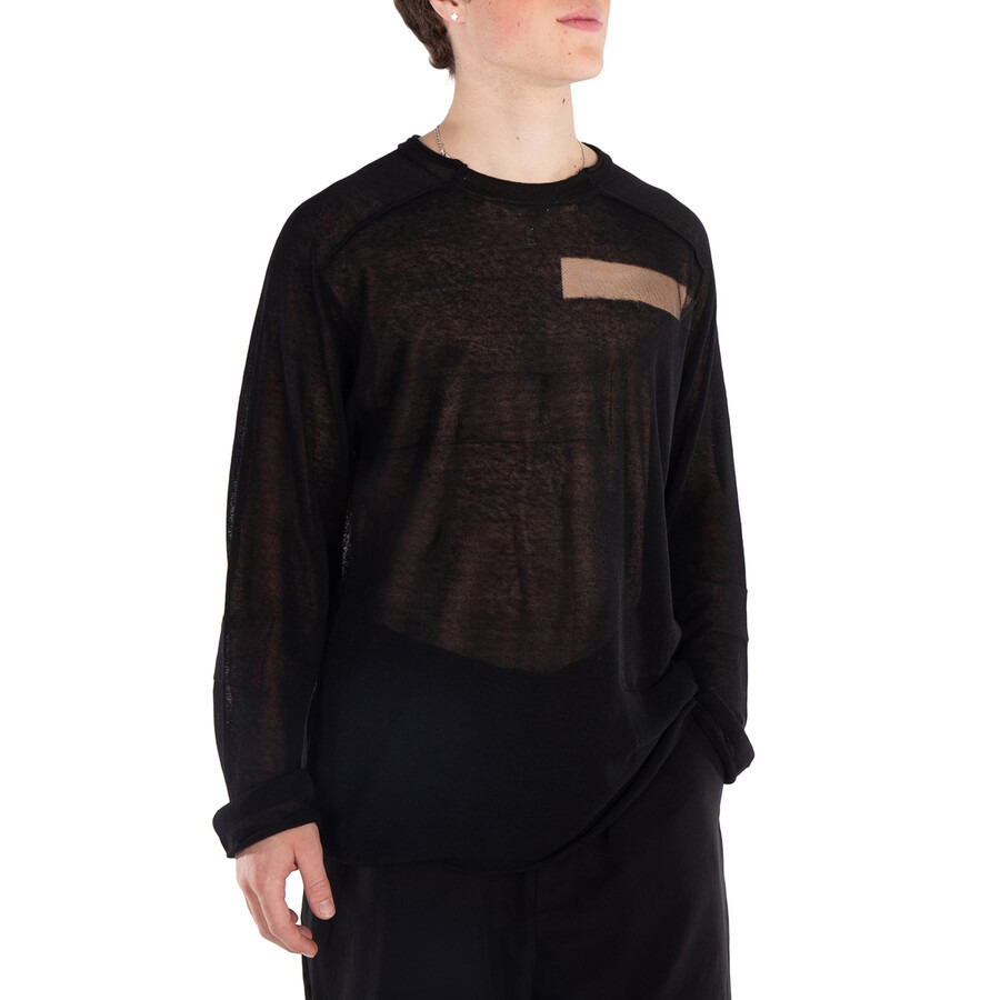 Yohji Yamamoto Sheer Round Neck Long Sleeve T-Shirt, Brand Size 3 (Large) - 3