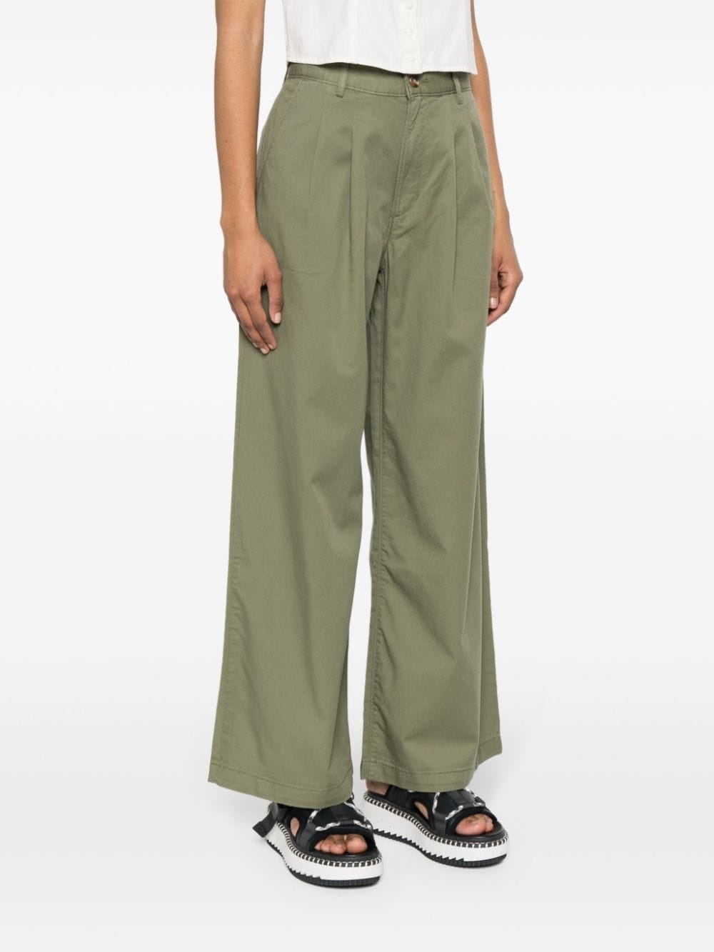 pleat-detail wide-leg trousers - 3