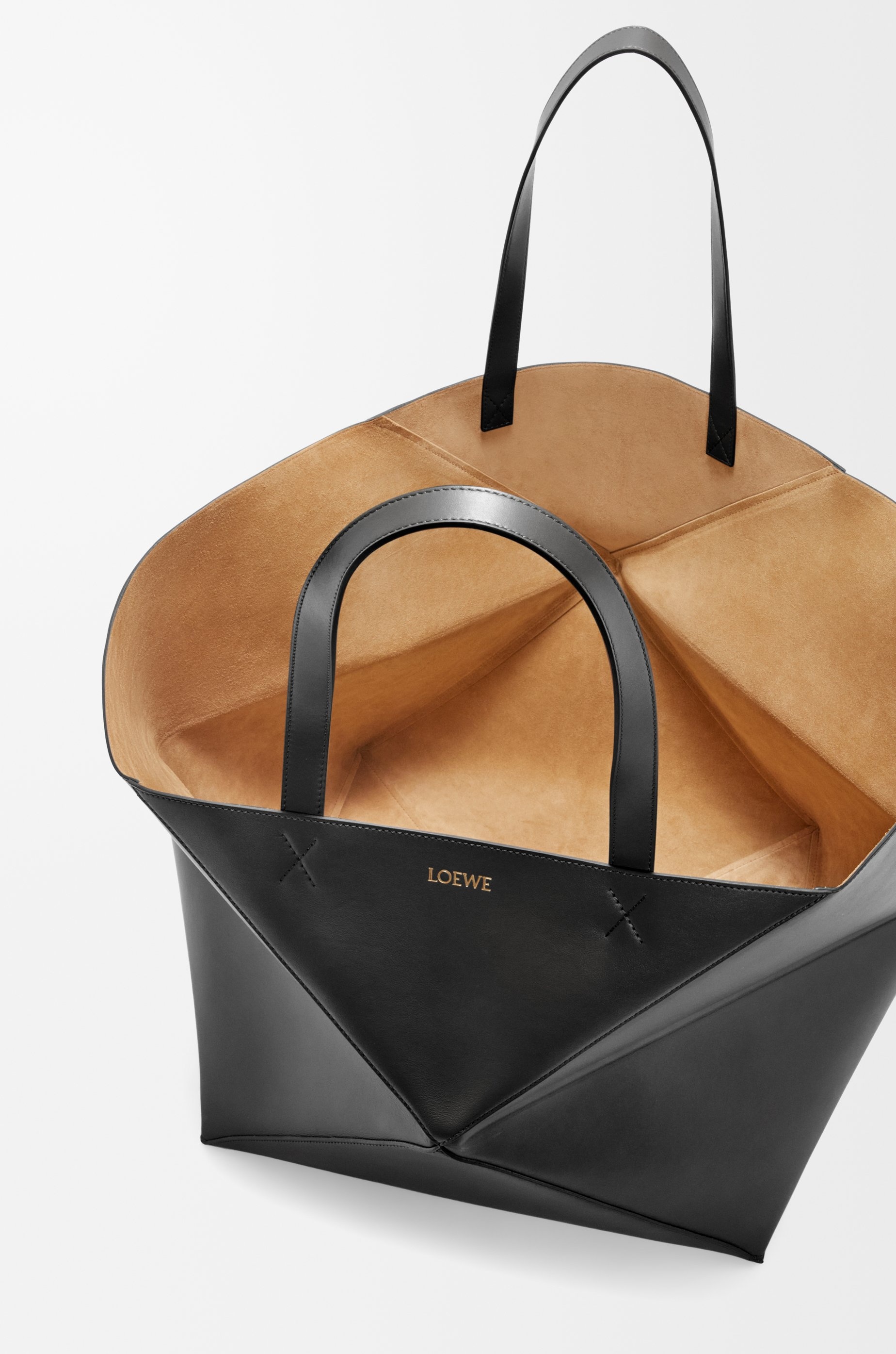 XL Puzzle Fold Tote in shiny calfskin - 5