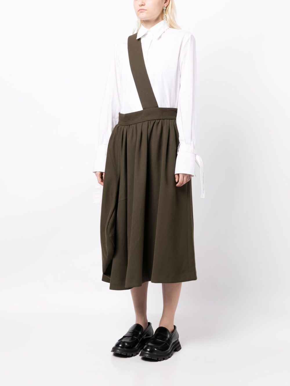 dungarees-style asymmetric midi dress - 3