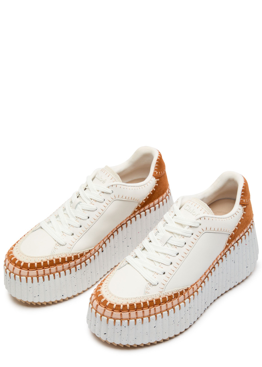 Chloe Nama Panelled Leather Flatform Sneakers - 3
