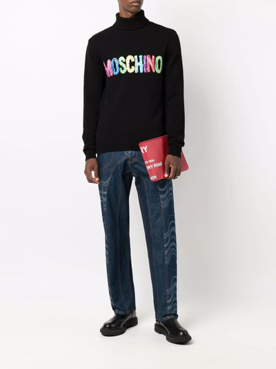 Moschino painted-logo cashmere jumper outlook