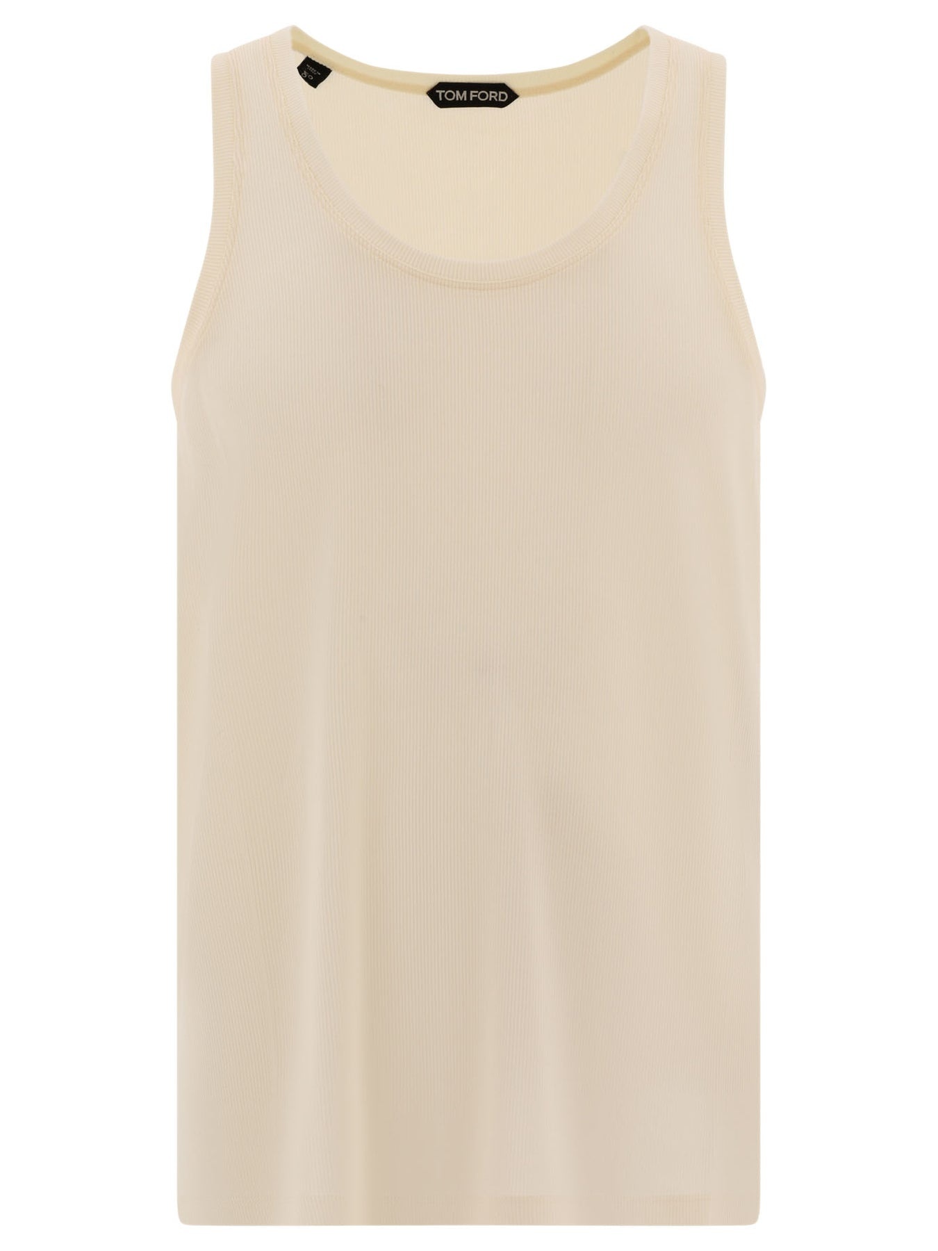 Ribbed Tank Top T-Shirts Beige - 1