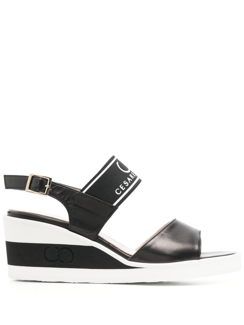 logo-print wedge sandals 1