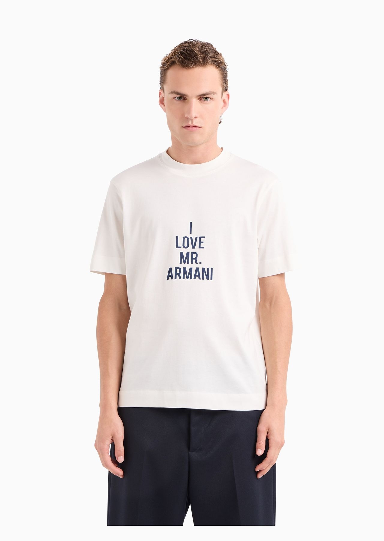 Lightweight jersey T-shirt with I love Mr Armani ASV print - 2