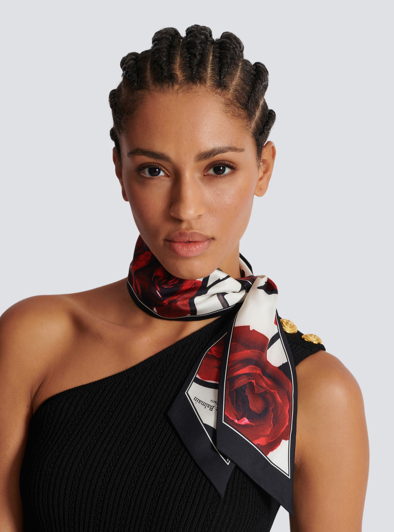 Balmain Red Roses and Polka Dots printed bandana outlook
