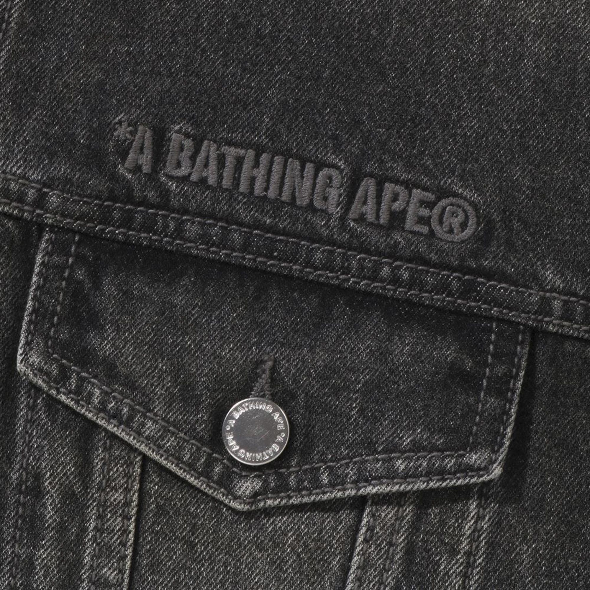 BAPE Distressed Denim Trucker Jacket 'Black' - 3
