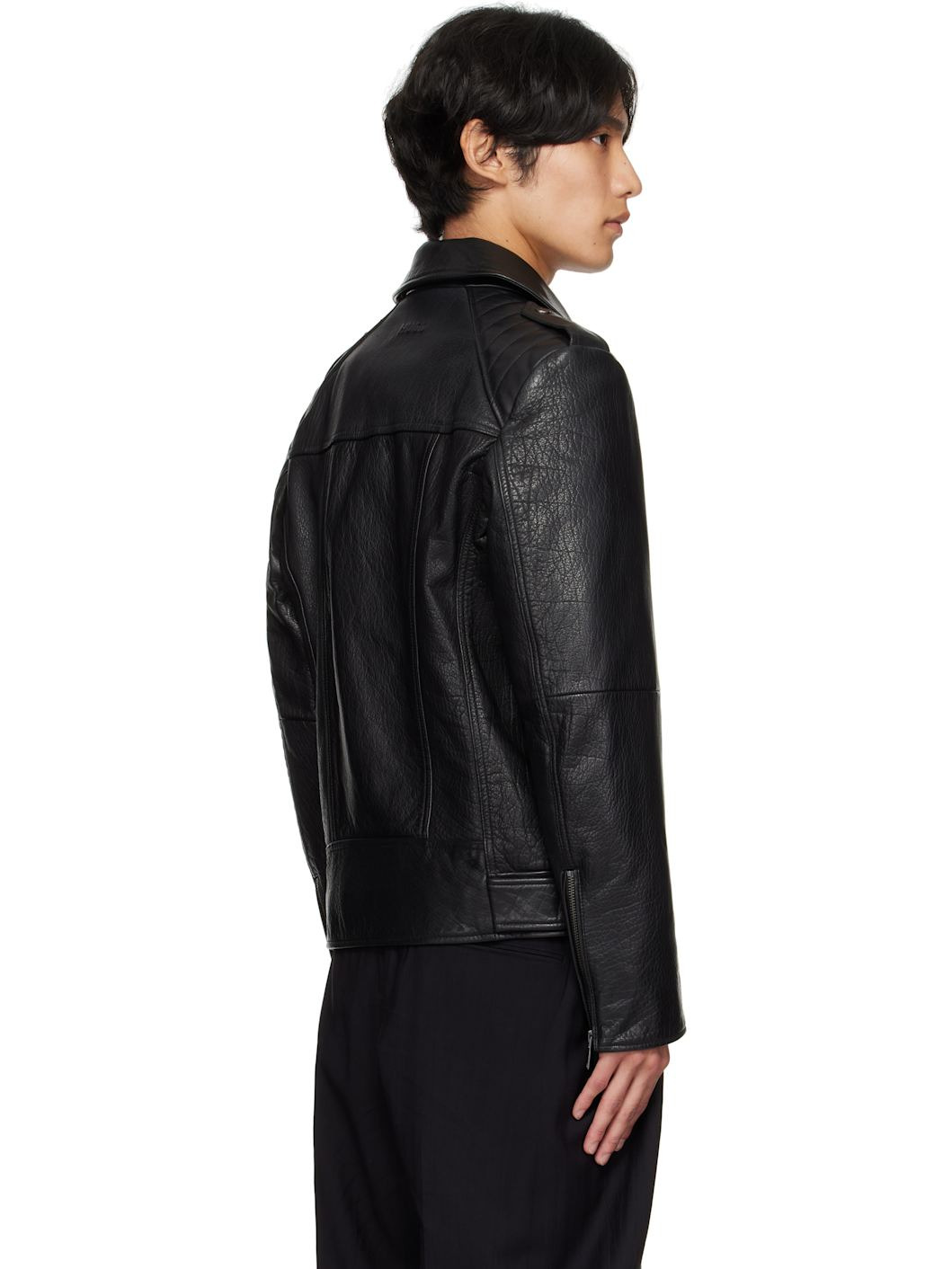 Black Leather Biker Jacket - 3