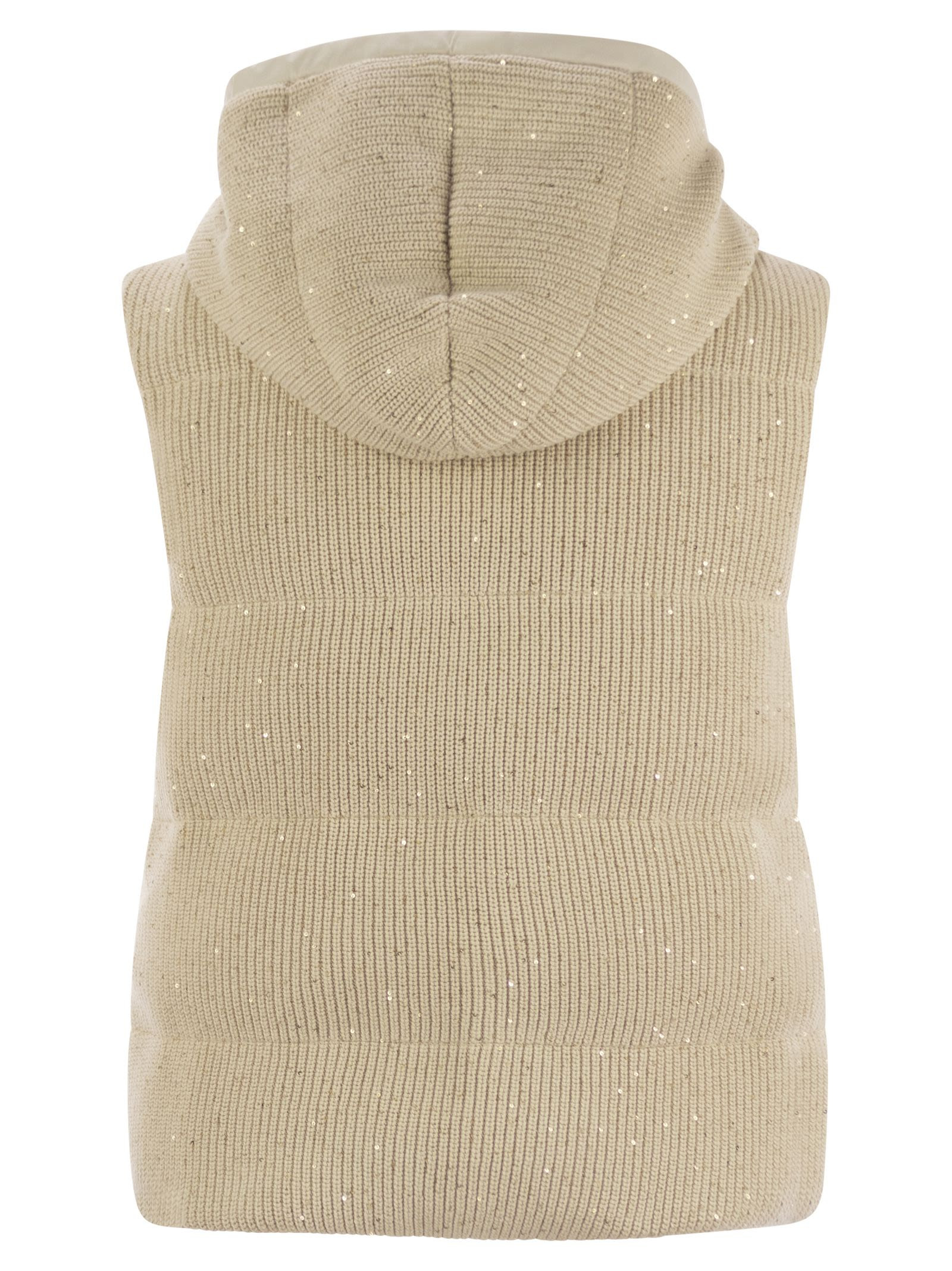 Brunello Cucinelli Women Dazzling Cotton Knit Sleeveless Down Jacket - 2