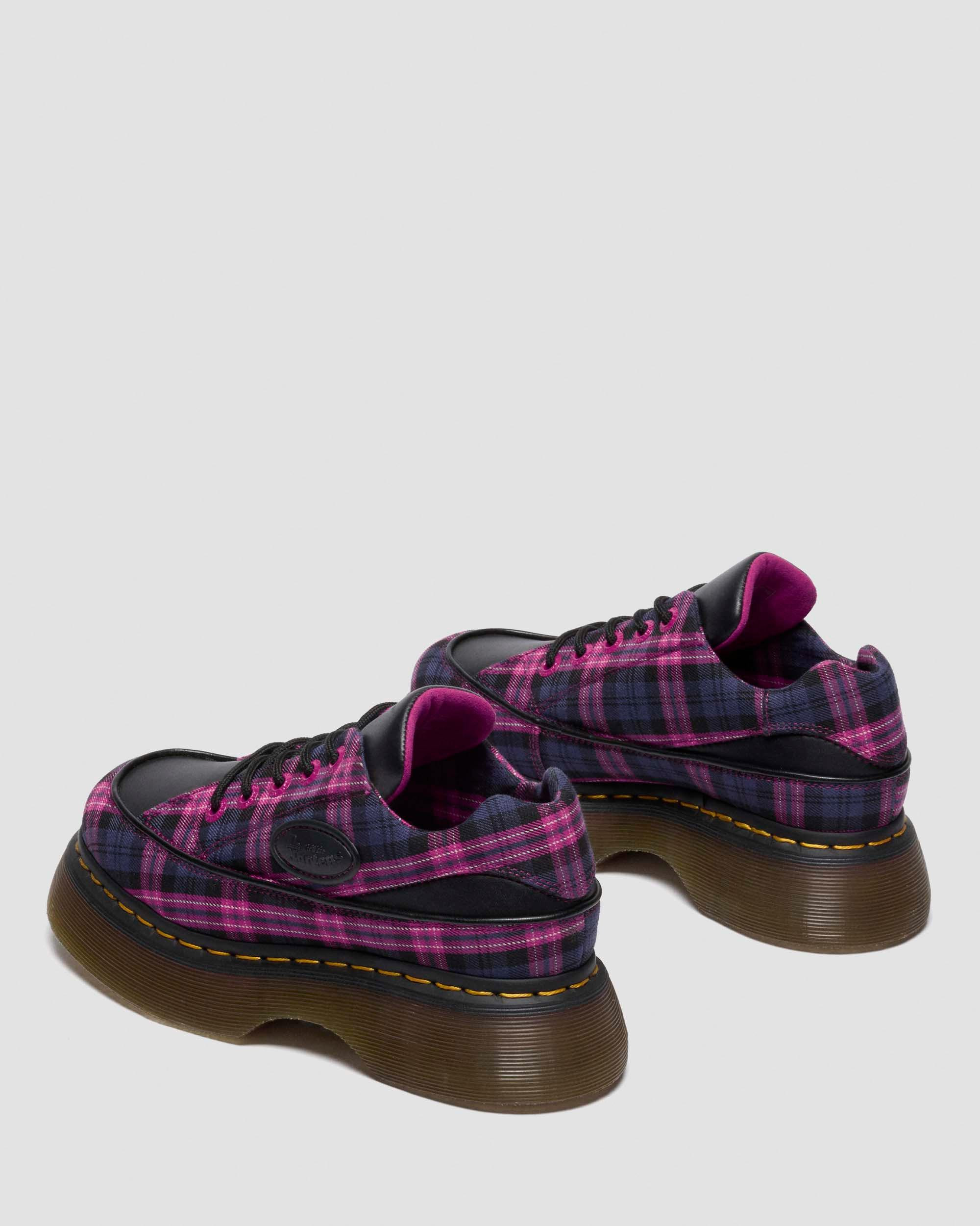 BUZZ 5-EYE TARTAN & LEATHER LACE UP SHOES - 6