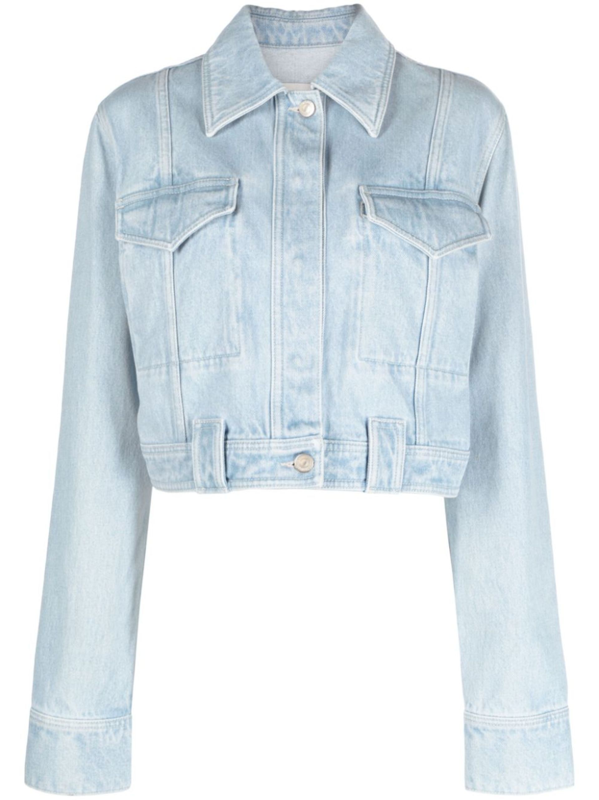 Nanushka Blue Organic Cotton Cropped Denim Jacket brownsfashion