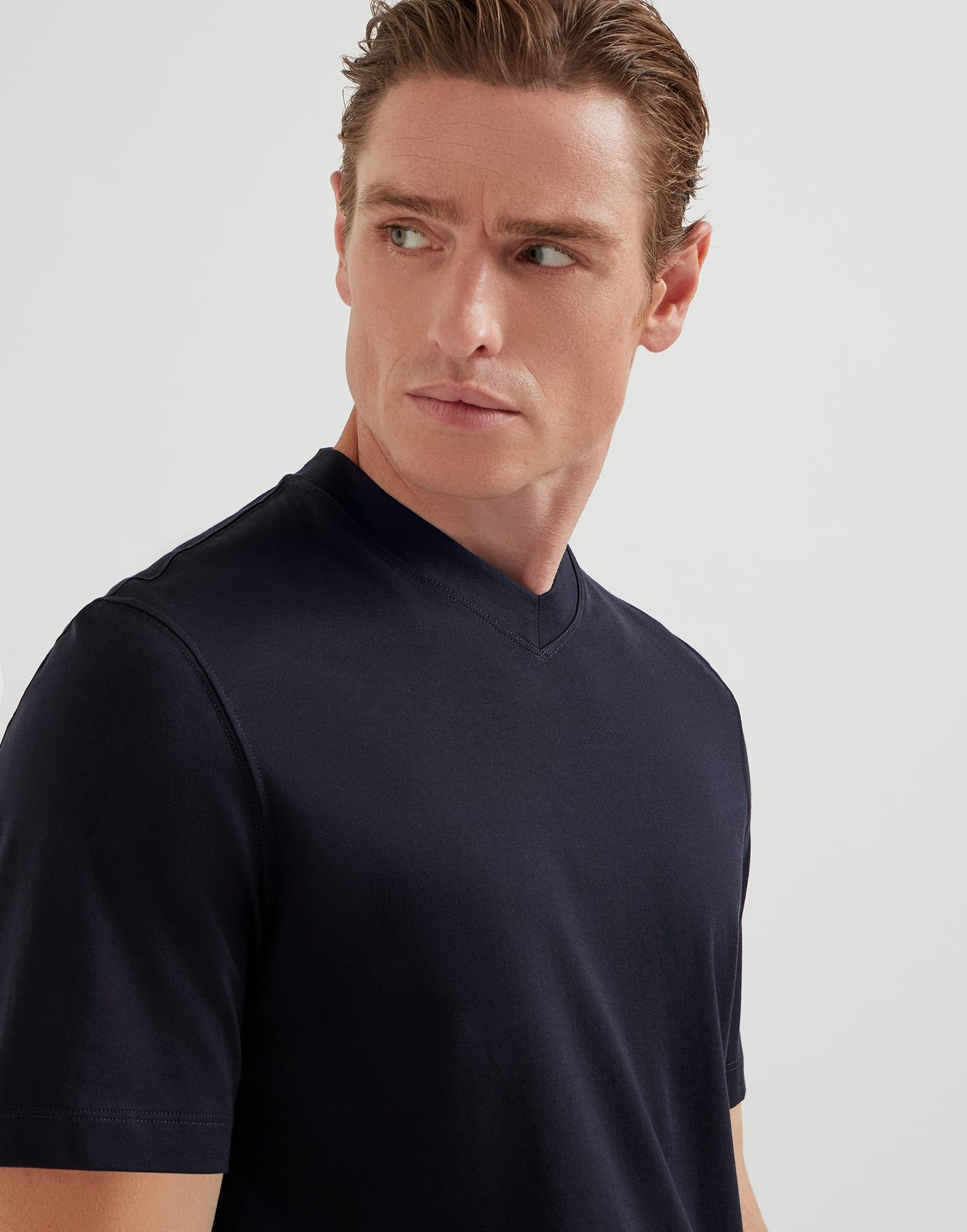 Cotton jersey V-neck T-shirt - 3