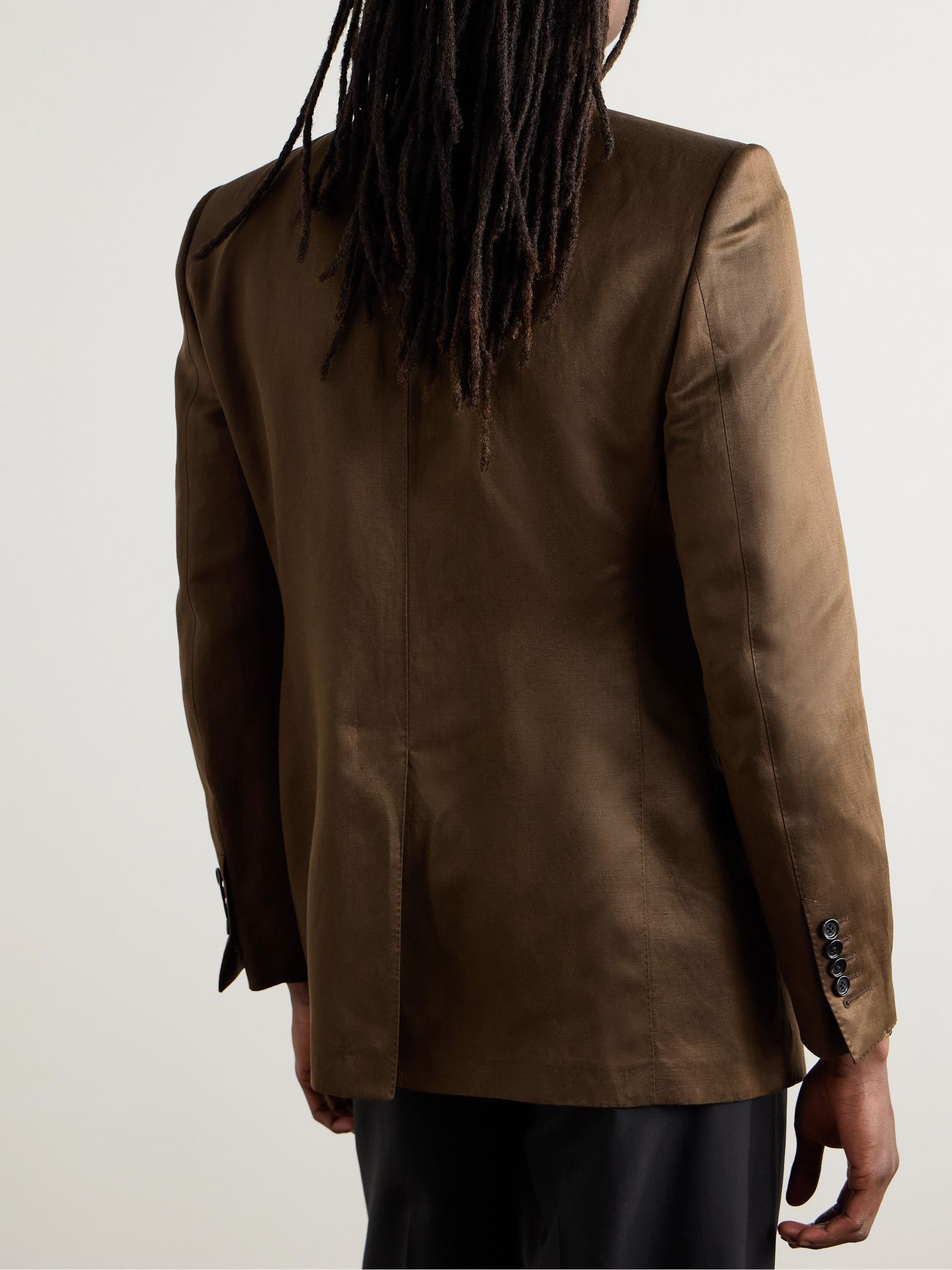 Dyllan Silk-Blend Twill Suit Jacket Brown - 3
