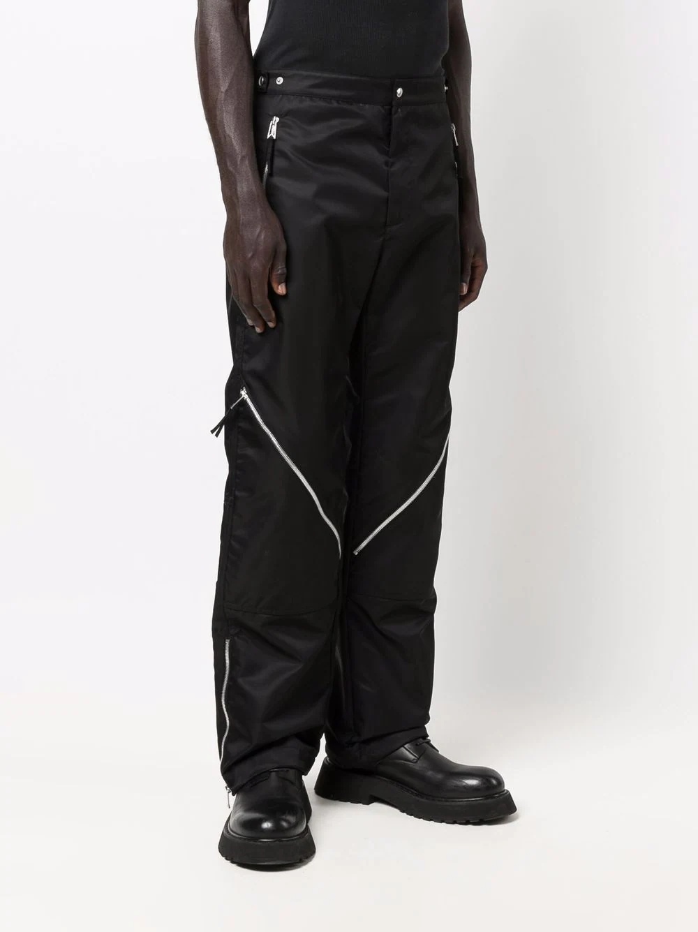 zip-detail straight-legged trousers - 3