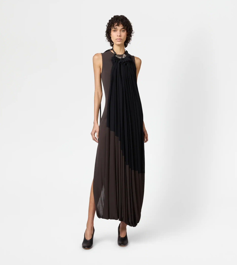 Tod's DRESS WITH DRAPE IN STRETCH VISCOSE - BROWN, BLACK outlook