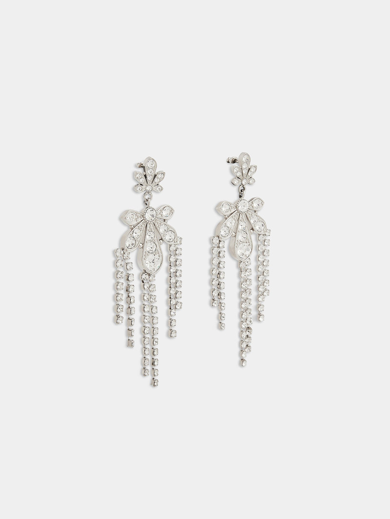 EARRINGS WITH RHINESTONES AND FLORAL PENDANT 3