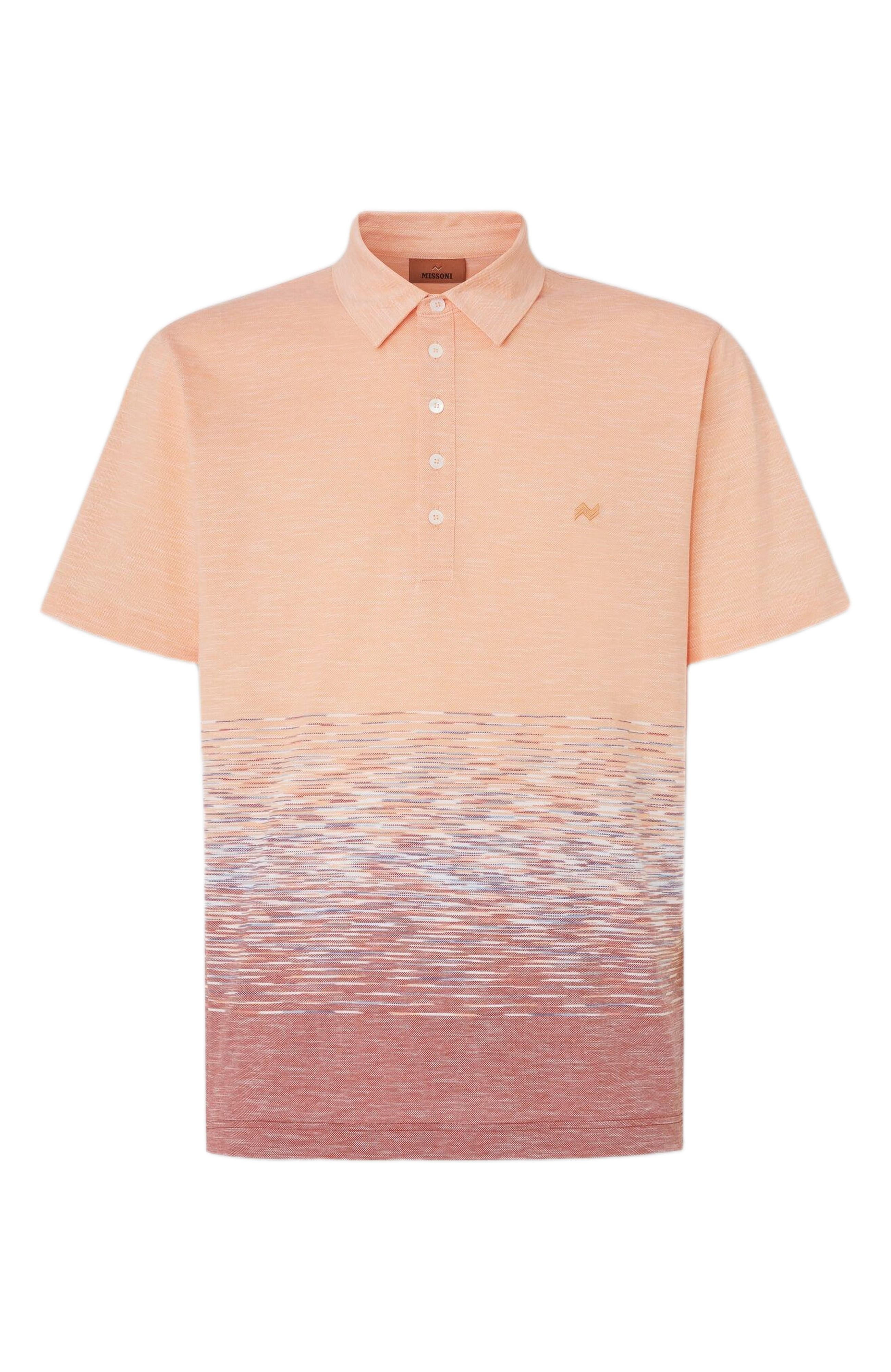 Missoni Slub Cotton And Linen Polo Shirt With Zigzag Embroidery in Orange & Red at Nordstrom - 6