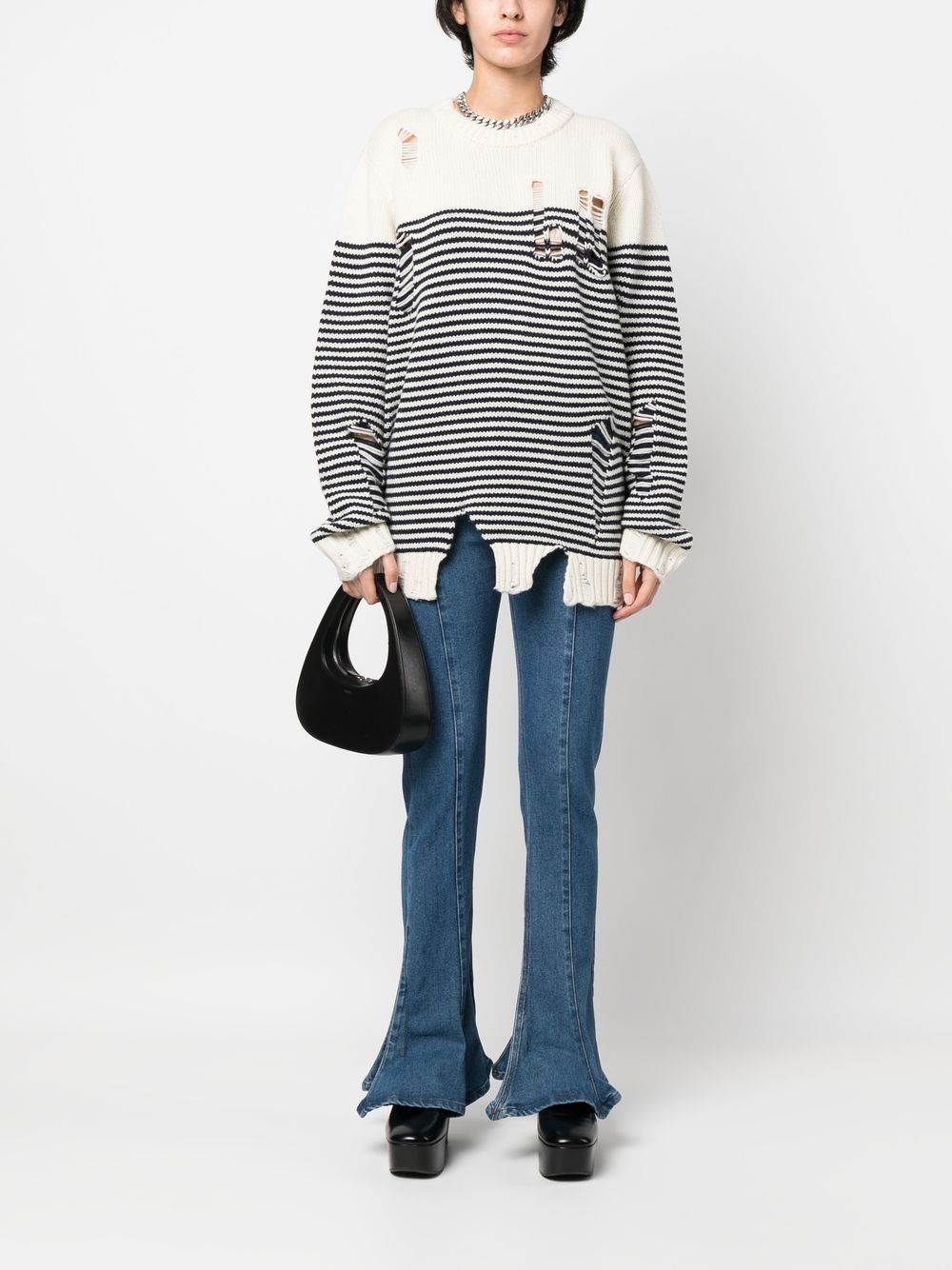 striped crew-neck jumper - 3