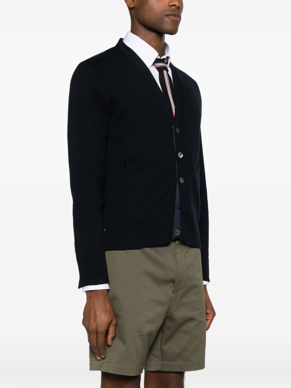 grosgrain-tabs cotton cardigan - 3