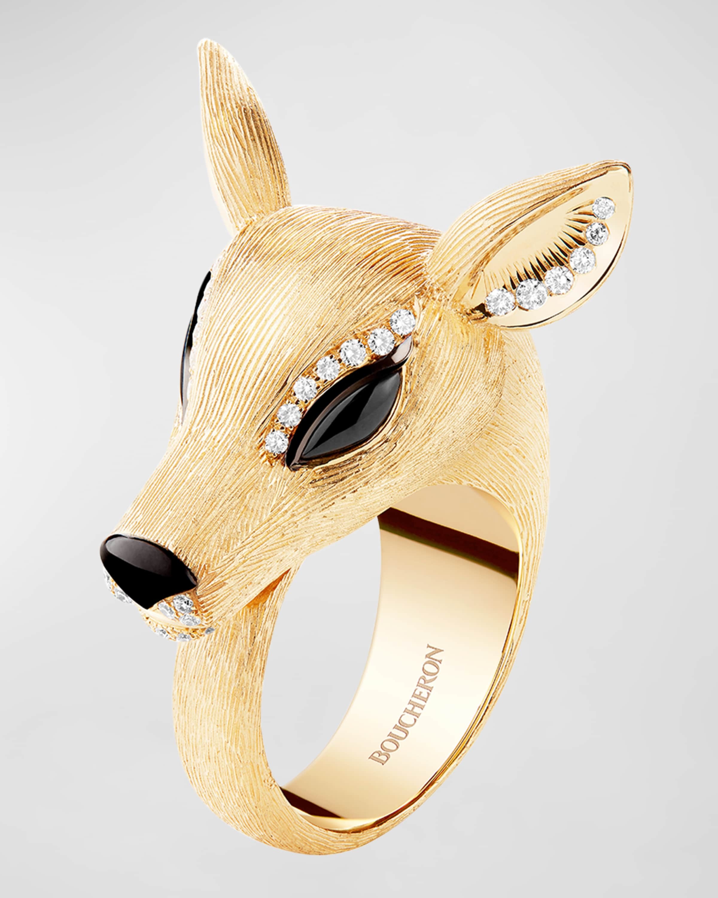 Nora the Doe 18K Yellow Gold Onyx, Sapphire, Diamond Ring - 1