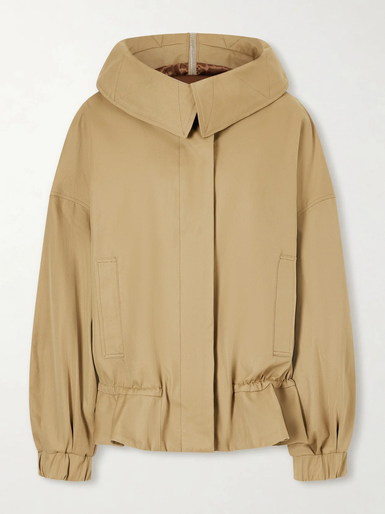 Gathered Cotton-twill Hooded Jacket - 1