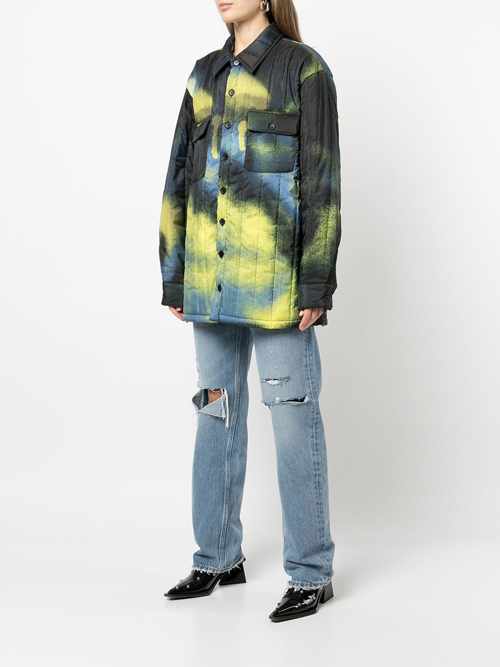tie dye-print padded coat - 3