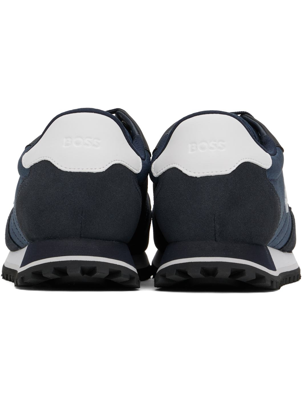 Navy & Black Mixed-Material Sneakers - 2