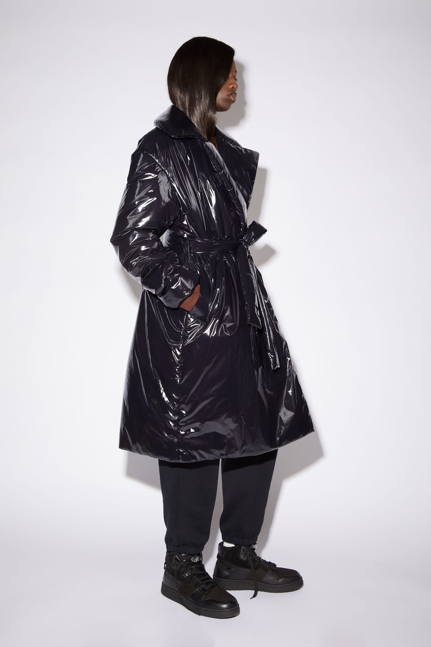 Padded face coat - Black - 4