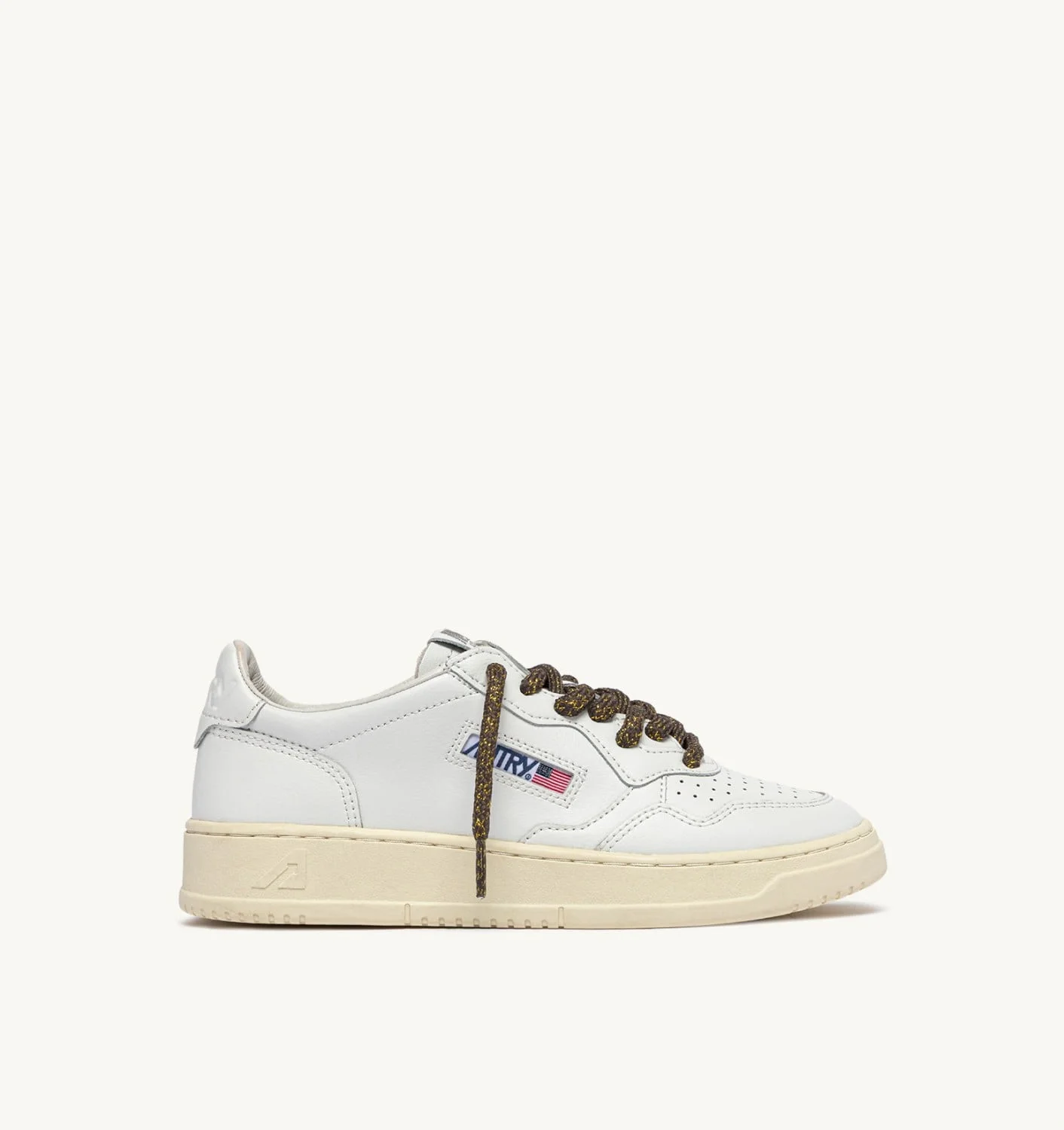 MEDALIST LOW SNEAKERS IN WHITE LEATHER WITH CHOCOLATE CHIP LUREX DETAILS - 1