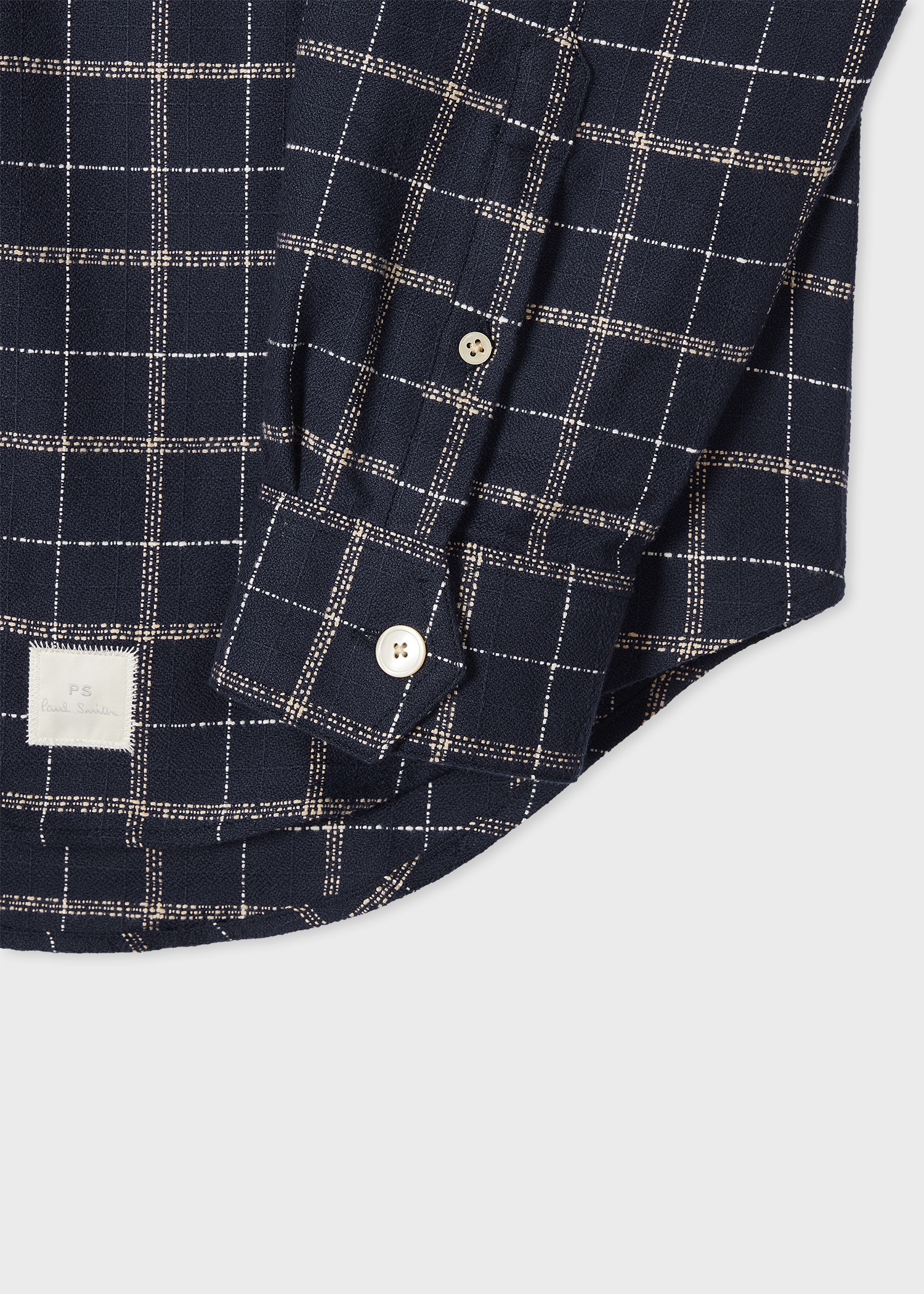 Regular-Fit Navy Cotton Crepe Check Overshirt - 2