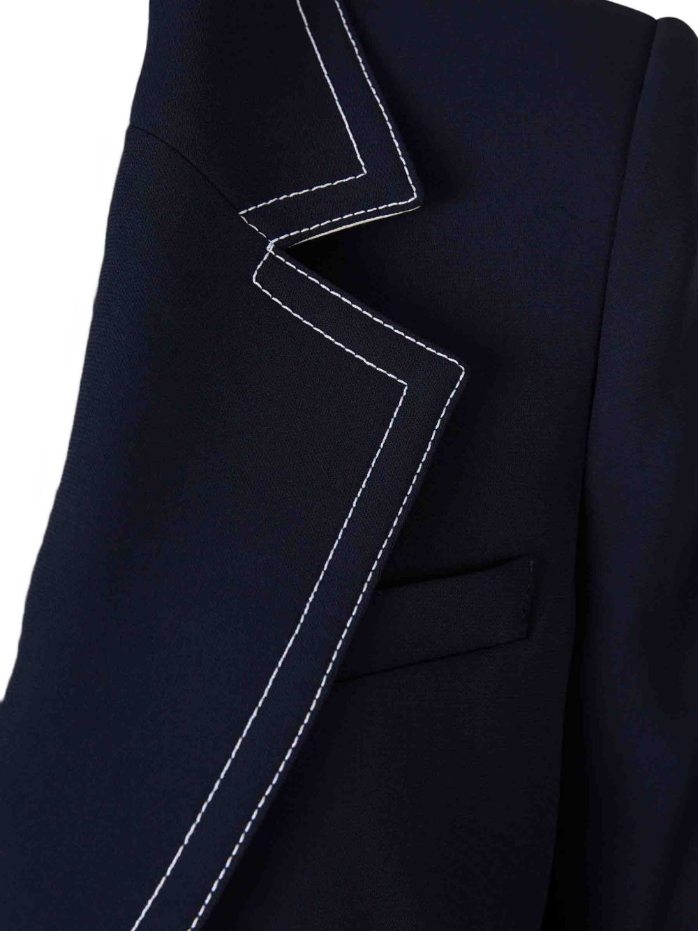 contrast-stitch puff-sleeves blazer - 4