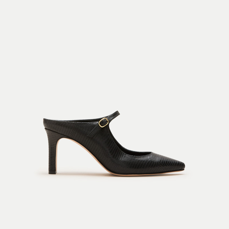 Mule pumps in lizard-embossed leather 4