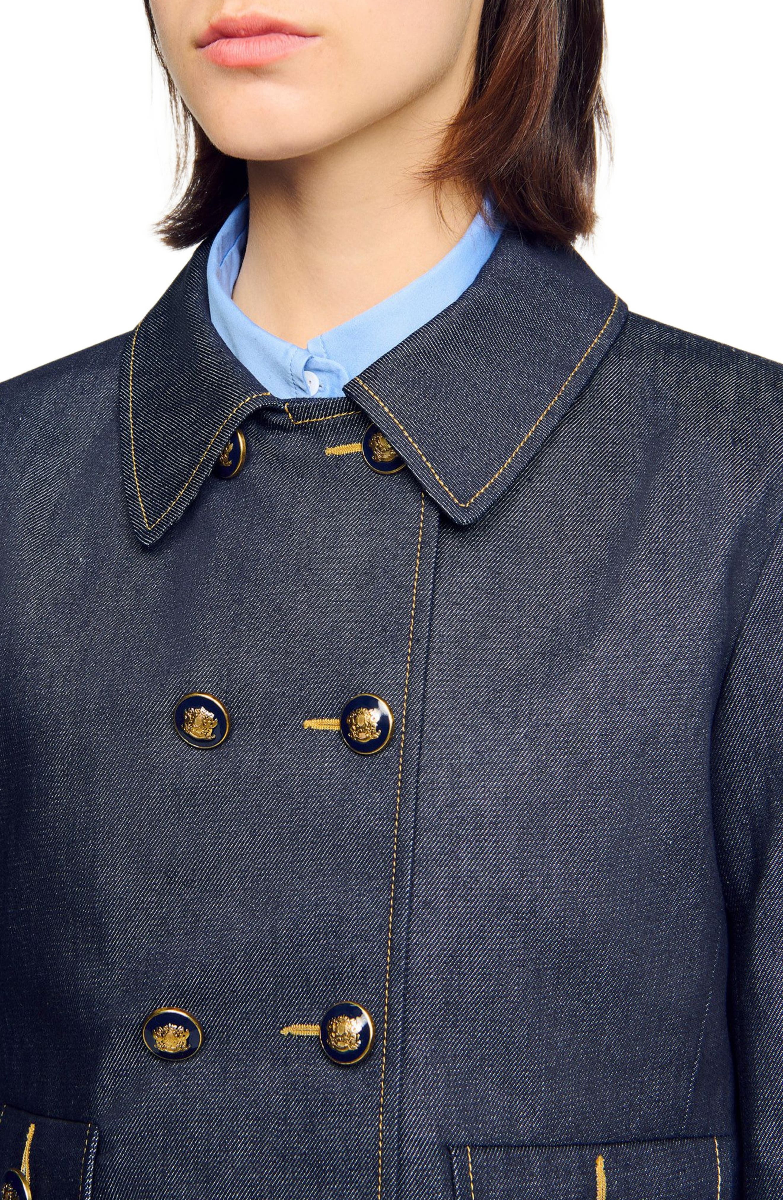 SANDRO Denim tailored jacket in Deep Blue at Nordstrom - 4