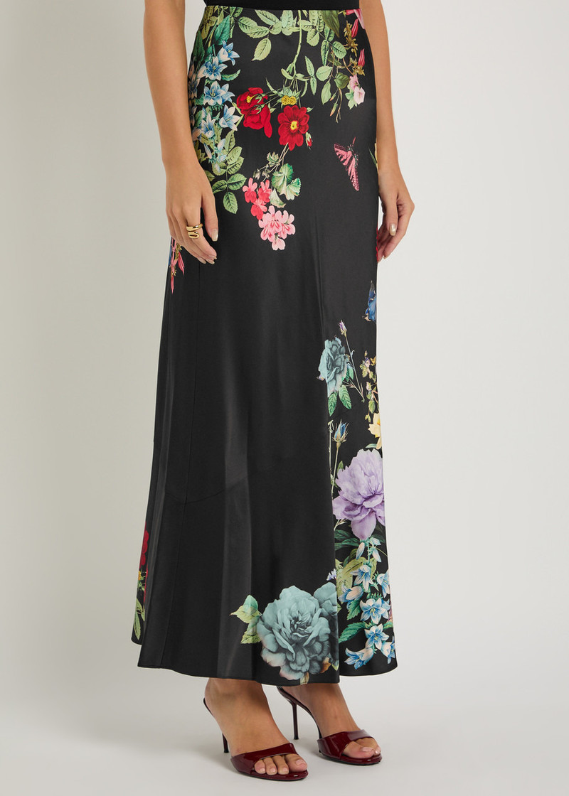 Alice + Olivia Alice + Olivia Terese Floral-print Satin Maxi Skirt outlook