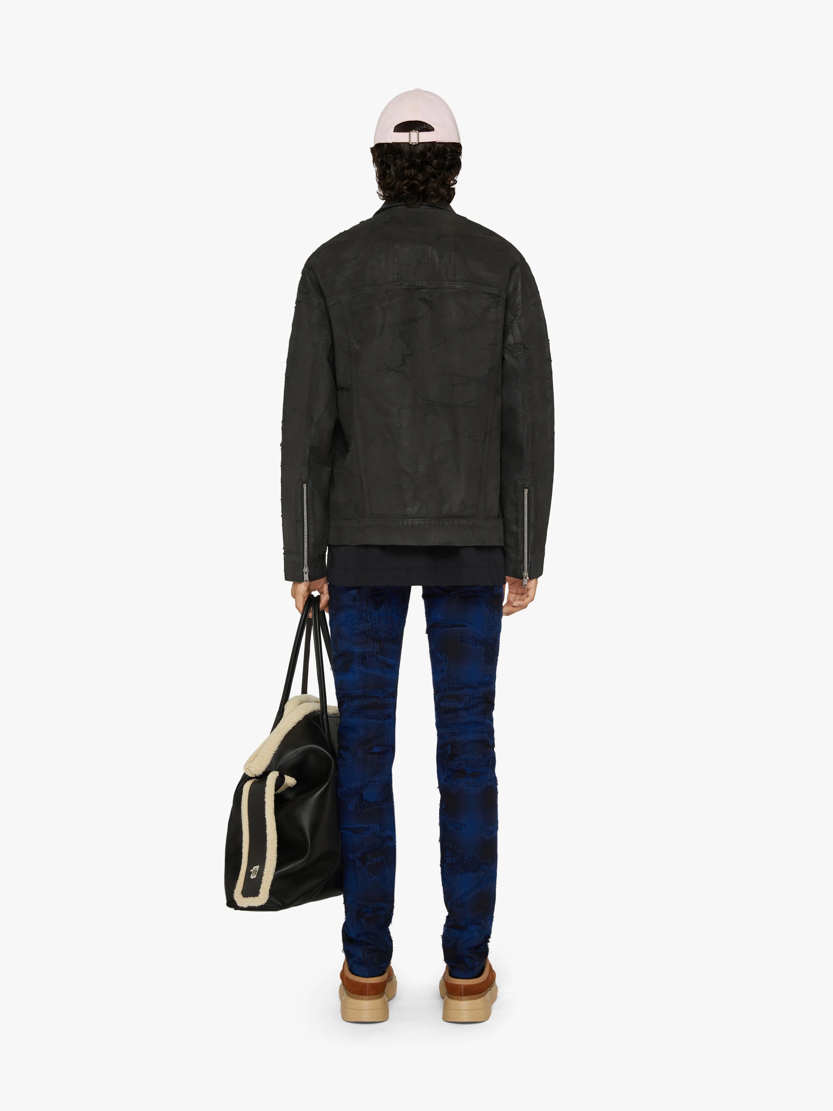 JACKET IN CRACKLED COATED DENIM - 4