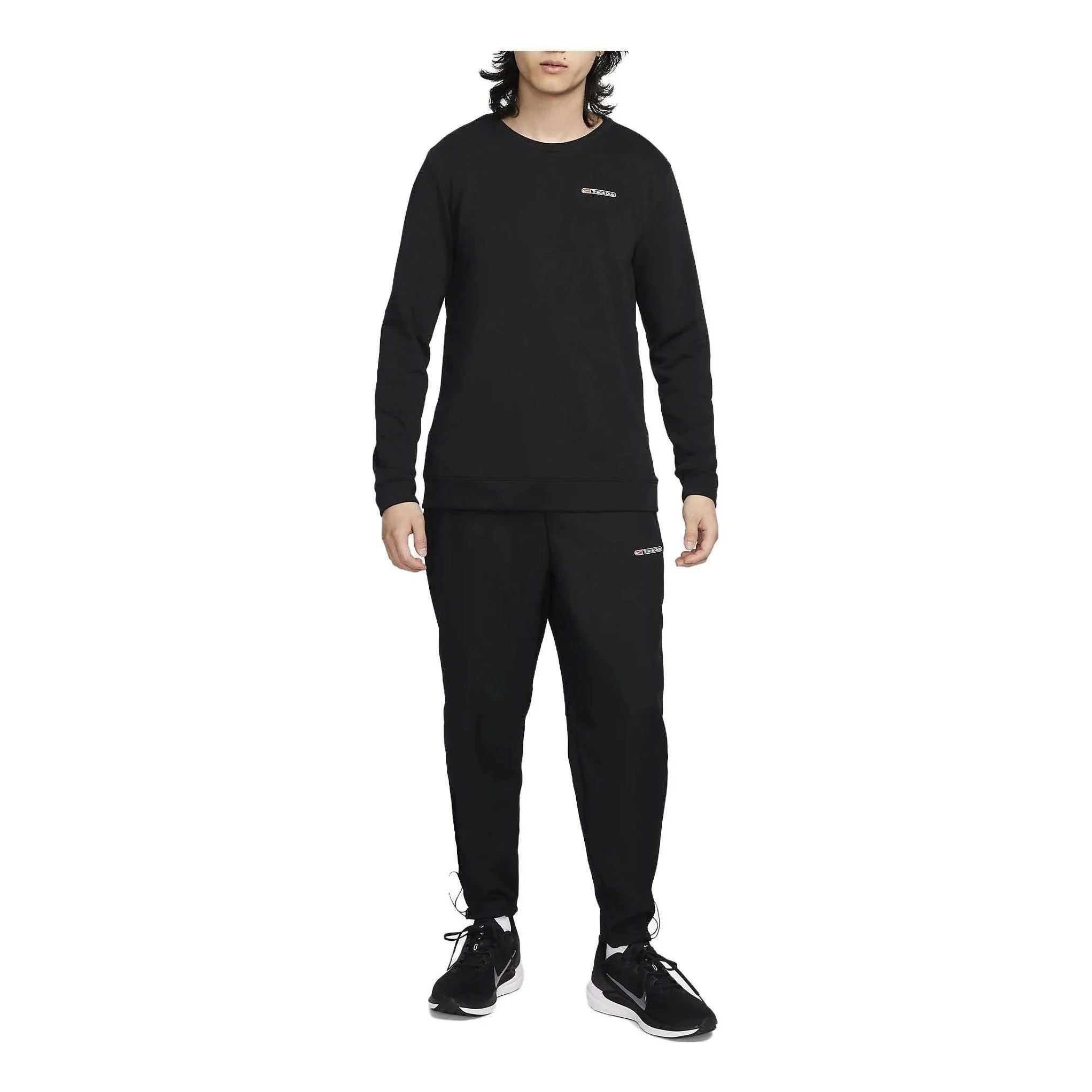 Nike Dri-FIT Track Club Men's Fleece Long-Sleeve Crew-Neck Running Sweatshirt 'Black' FB5510-010 - 1