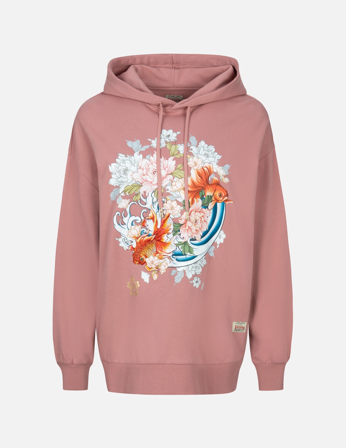 GOLDFISH AND FLORAL FLOW PRINT OVERSIZED HOODIE - 1