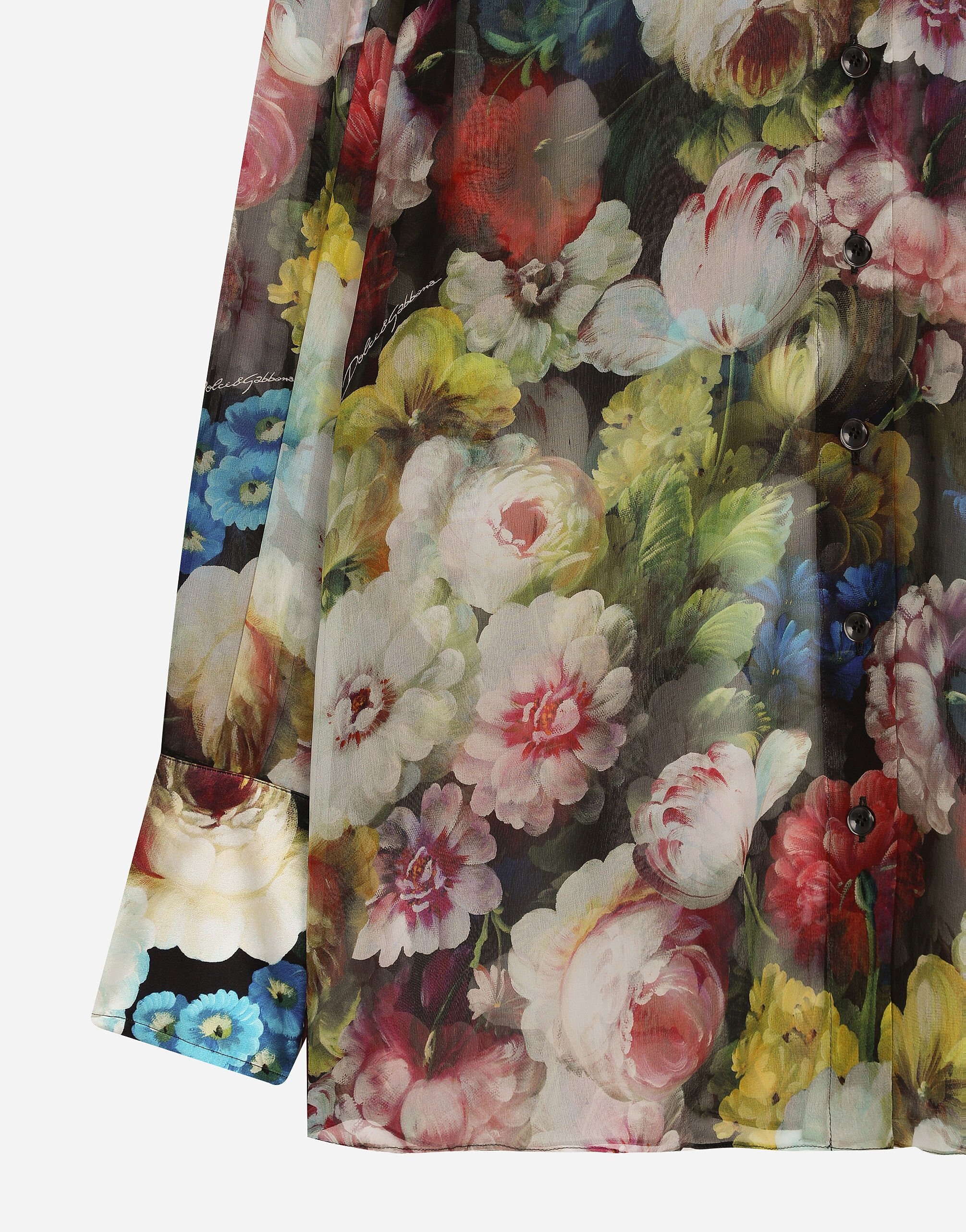 Chiffon shirt with nocturnal flower print - 4