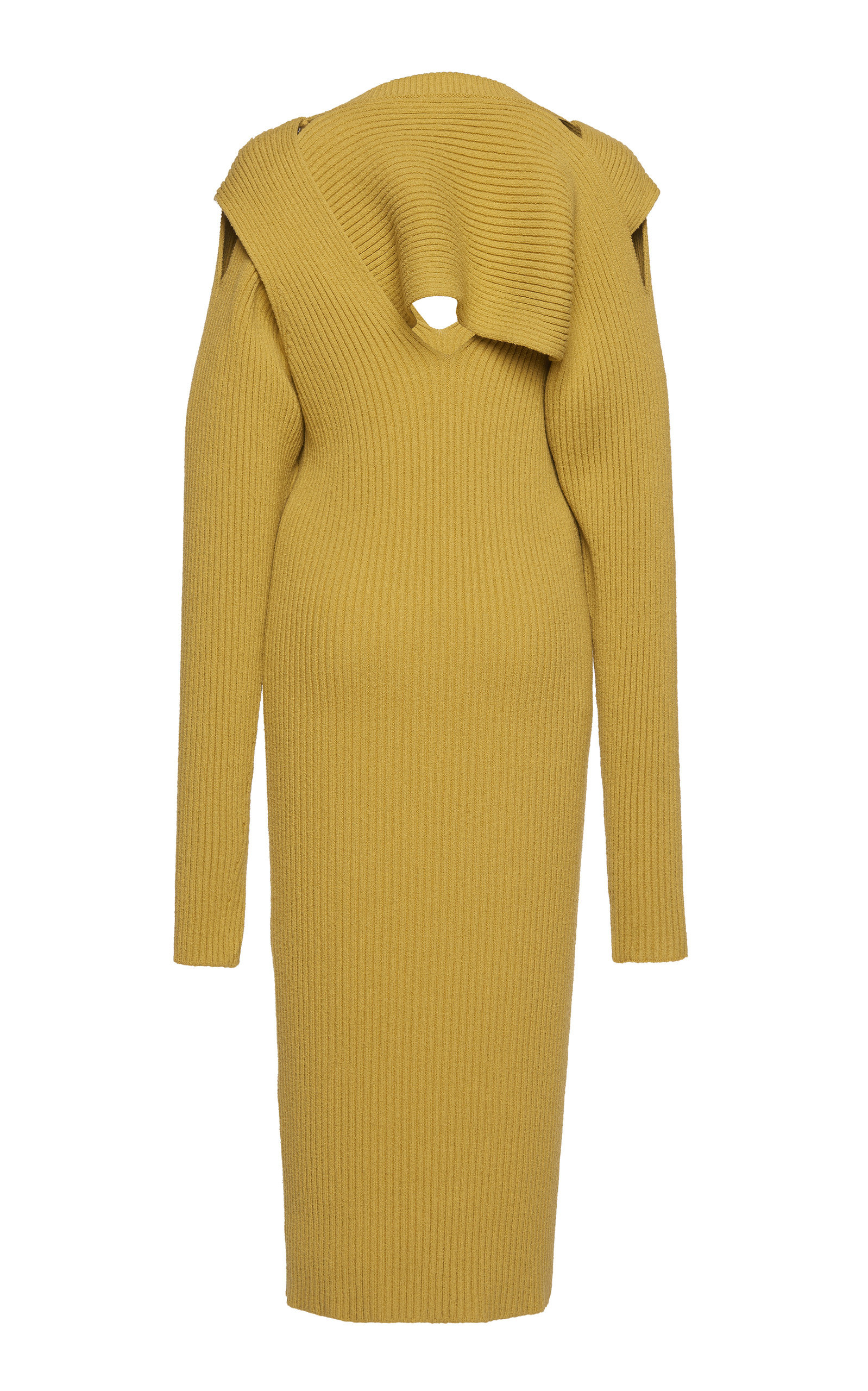 Ribbed Knit Cutout Midi Dress yellow - 4